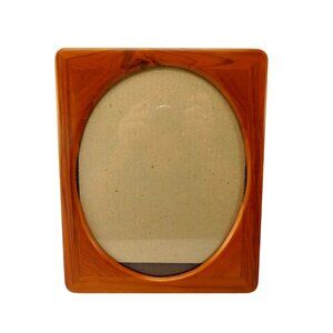 Teak Wood Oval Picture Frame  Mid-Century Design Tabletop or Wall Hanging 9x11
